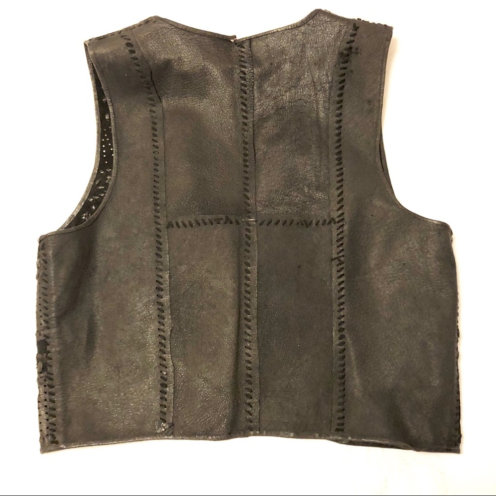 Leather Patchwork Vest Size Medium - image 2